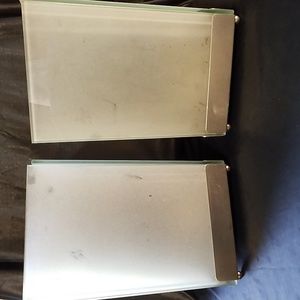 ILLUMINATIONS CANDLE HOLDERS Set of TWO METAL GLASS SOMA HURRICANE